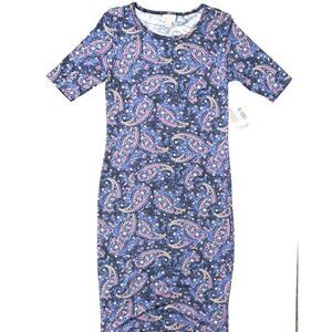 LuLaRoe Julia Dress Paisley Purple XS